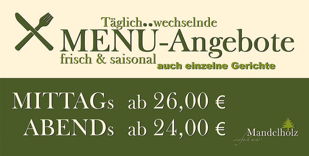 Mandelholz Grüne Tanne Menü Angebot Harz